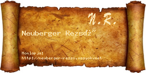 Neuberger Rezső névjegykártya